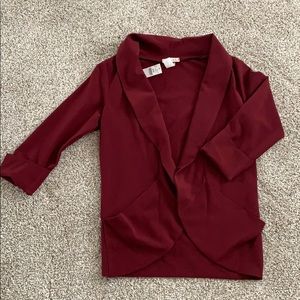 Burgundy boyfriend blazer with pockets
